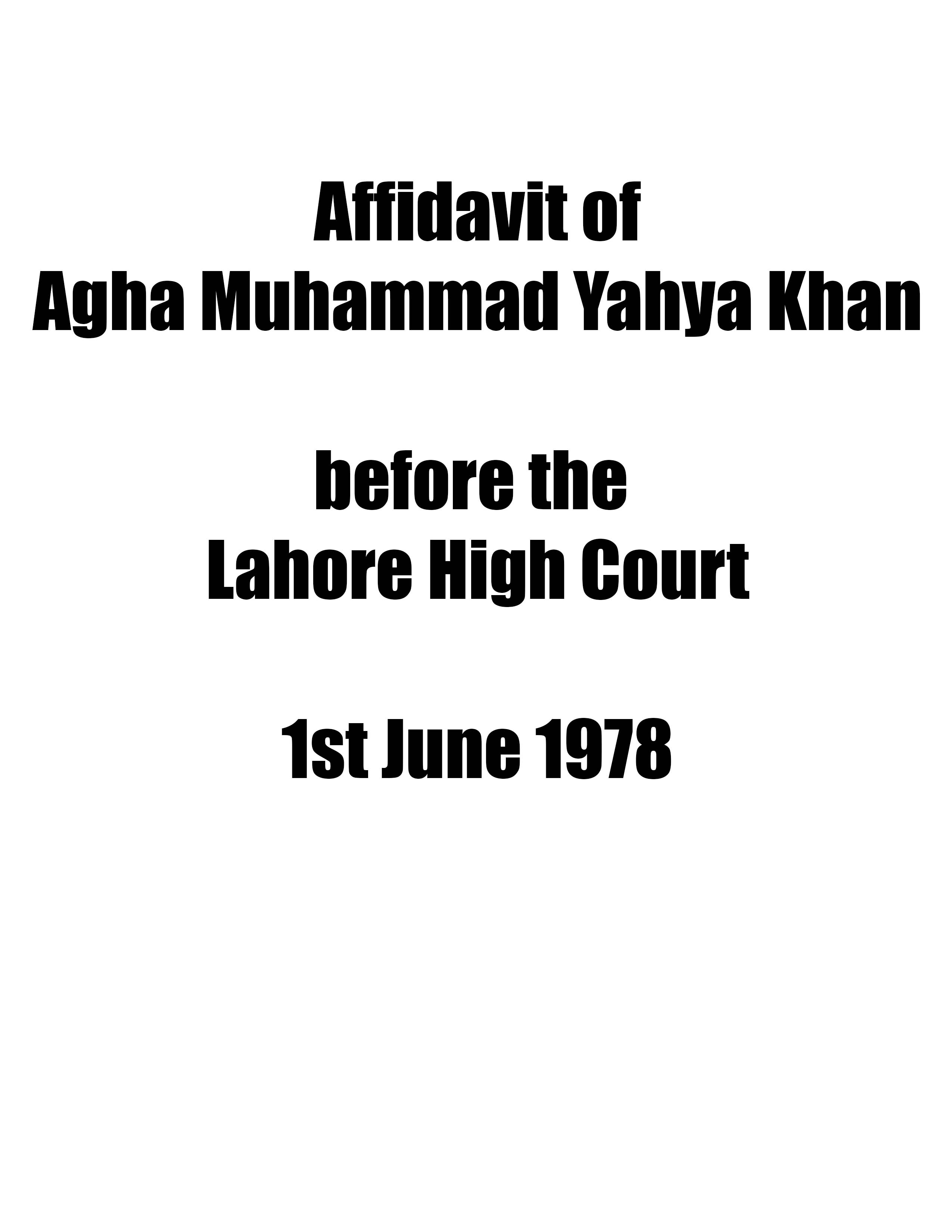 Affidavit of Yahya Khan
